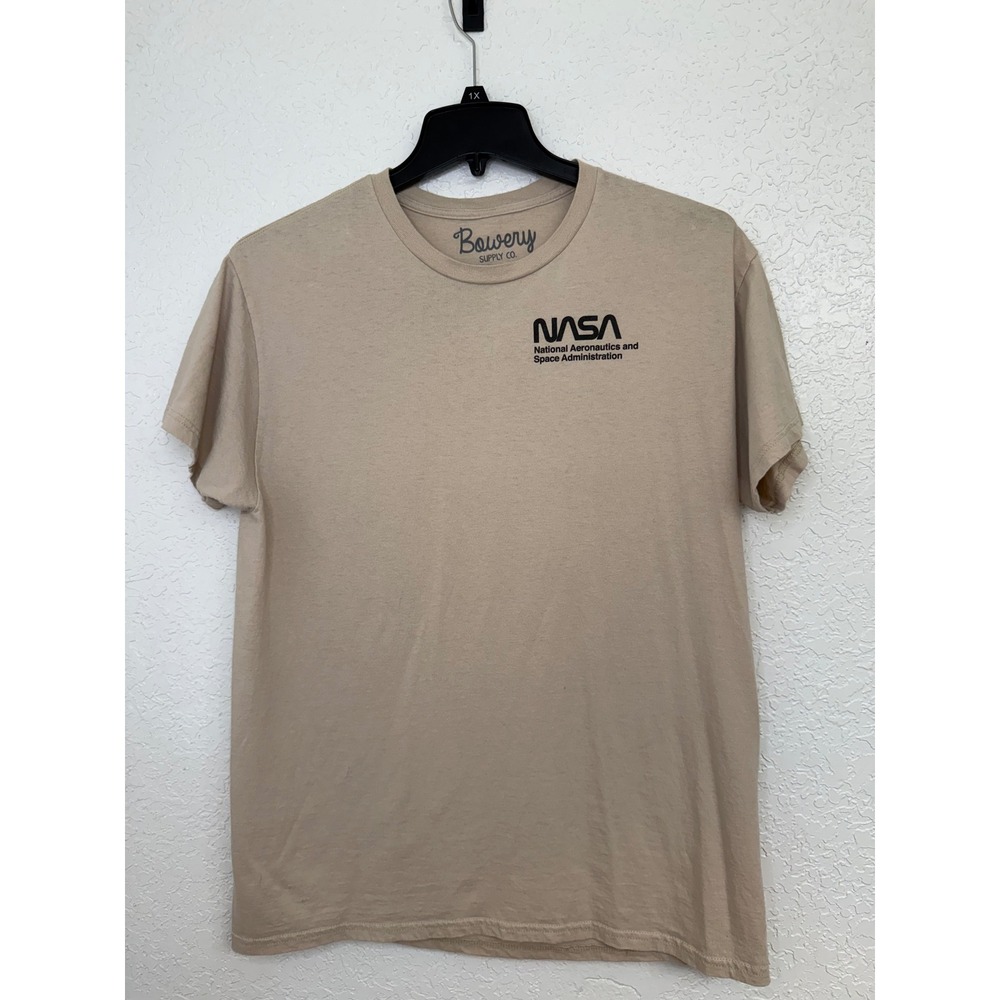 Bowery Supply Co NASA T Shirt Mens Large Tan Space‎ Shuttle Launch Graphic Tee